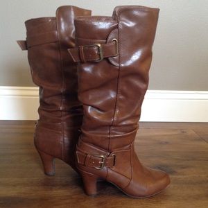 Madden Girl Heeled Scrunch Boots with Buckle